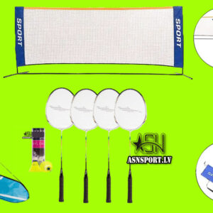 Badmintona komplekts (mini tīkls, 4 raketes, 6 volāniņi)