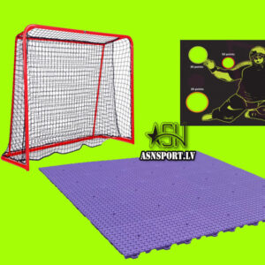 Florbola vārti saliekami 160x115cm ar metienu precizitātes treniņa sienu un ar florbola segumu (treniņa zonu) 4m²